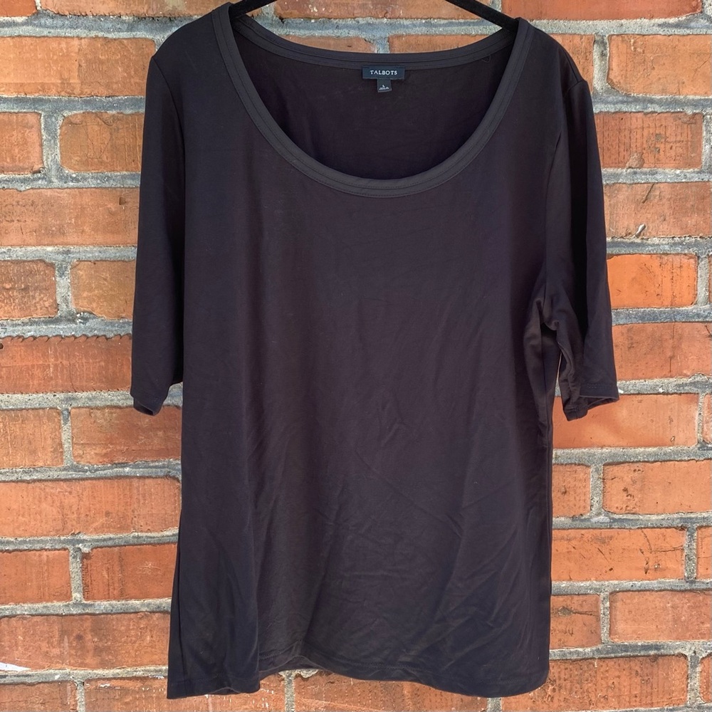 Talbots Black T-shirt with elevated neckline detailing